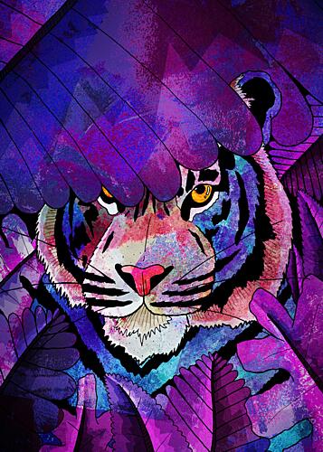 Vibrant Jungle Tiger Surréaliste reproduction