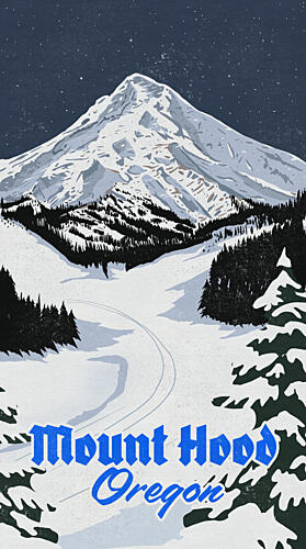 Mount Hood Winter Night Art Print