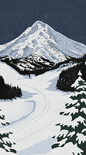 Majestic Mountain Night Ski Montagne reproduction