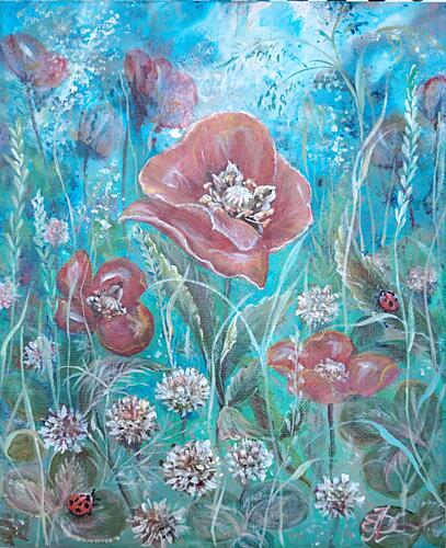 Dreamy Summer Poppies Art Print by Elena Pertceva