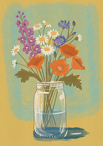 Vibrant Wildflower Bouquet Art Print by Nicholas