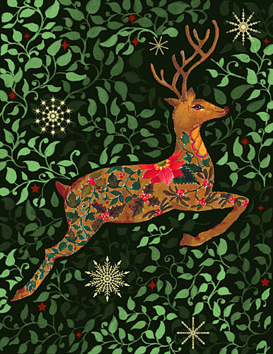 Enchanted Christmas Deer Art Print by Suchi Deb