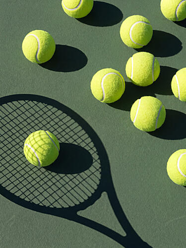 Green Court Tennis Balls Sports reproduction
