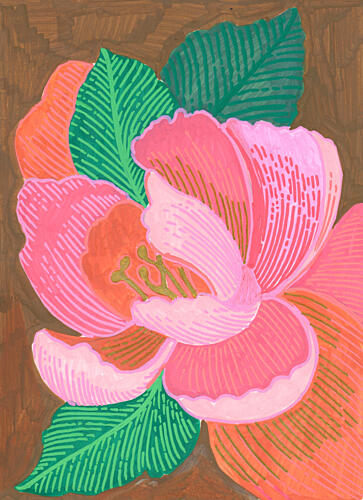Vibrant Pink Floral Bloom Doré reproduction