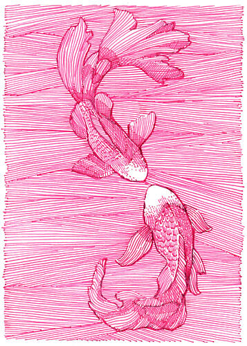 Pink Koi Dance Art Print