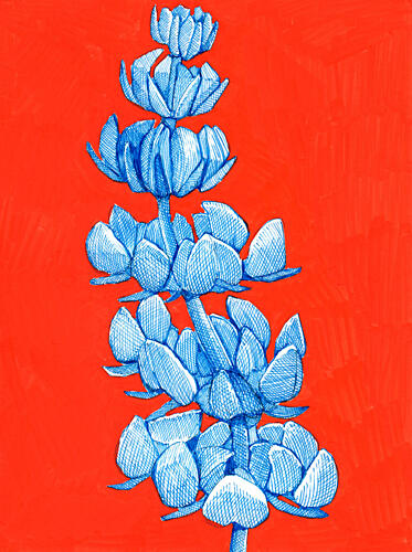 Bold Blue Bloom Art Print by Katie O'Shea