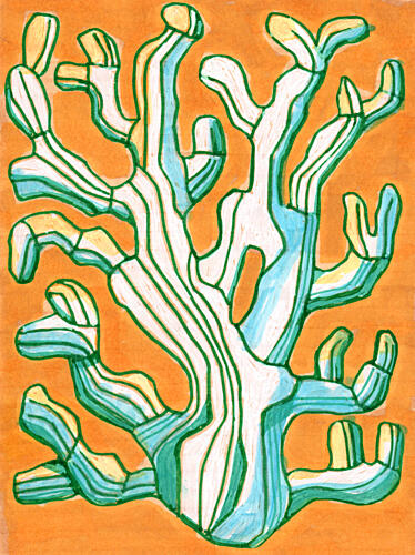 Vibrant Striped Coral Surréaliste reproduction
