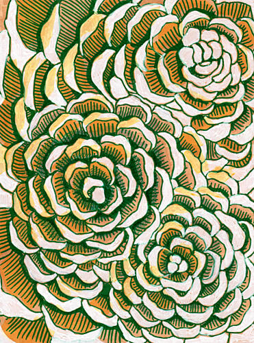 Earthy Floral Layers Art Print by Katie O'Shea