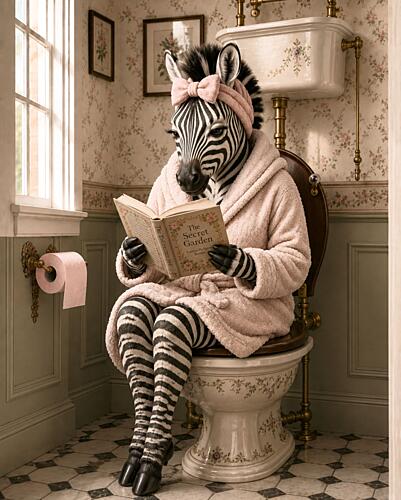 Whimsical Zebra Reading Surréaliste reproduction