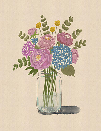 Colorful Mason Jar Flowers Art Print by Nicholas