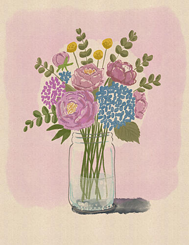 Fresh Mason Jar Flowers Art Print by Debbie Nicholas