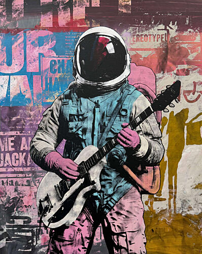 Pink Astronaut Rocker Espace reproduction