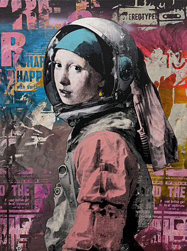 Astronaut Girl with Pearl Surréaliste reproduction