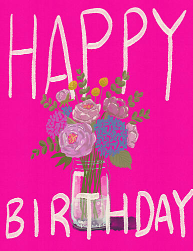Happy Birthday Floral Jar Art Print by Nicholas