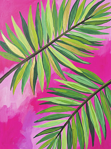 Vibrant Pink Palms Plage reproduction