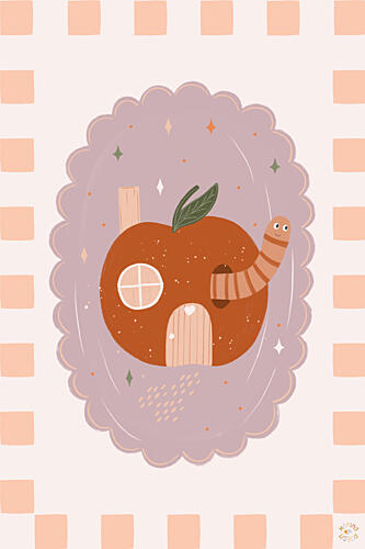 Whimsical Apple Cottage Art Print