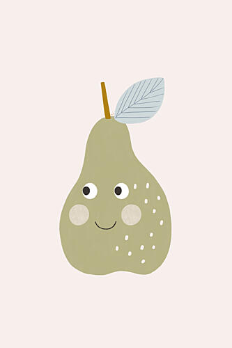 Happy Green Pear Art Print