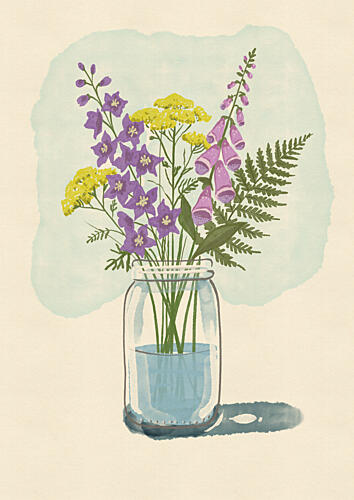 Summer Wildflower Bouquet Aquarelle reproduction