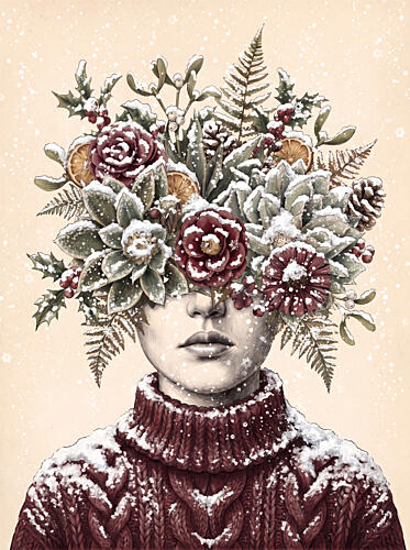 Winter Floral Woman Surréaliste reproduction