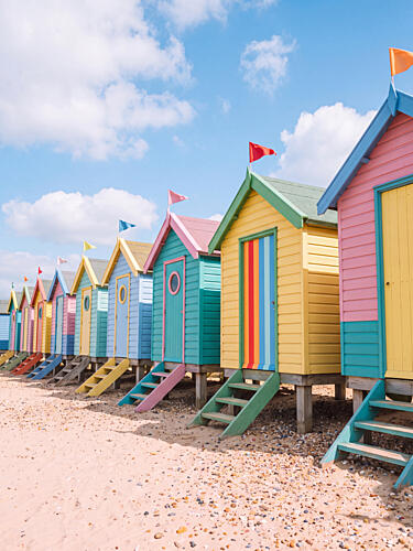 Colorful Beach Huts Bord de mer reproduction