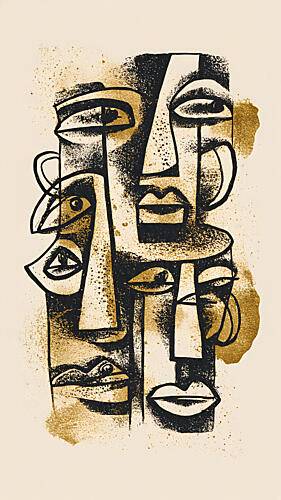 Modern Abstract Faces Surréaliste reproduction