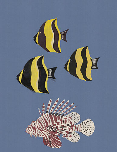 Lionfish and Tropical Fish Art Print by Nicholas