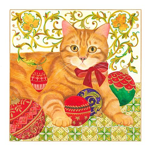 Festive Ginger Cat Art Print