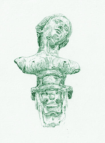 Green Classical Bust Figuratif reproduction