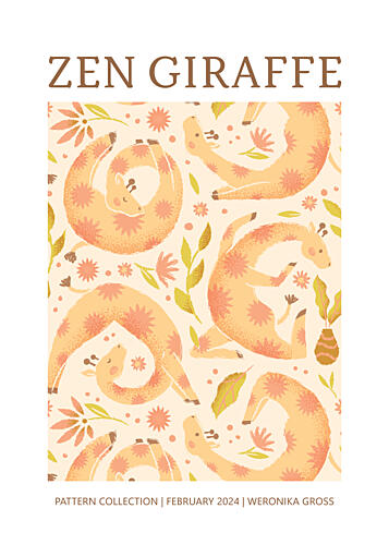 Zen Giraffes Pattern Art Print by Weronika Gross