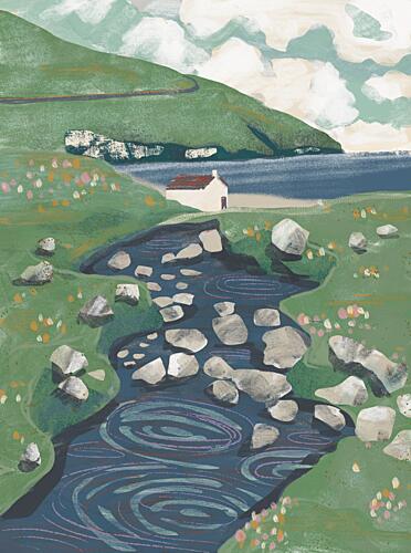 Winding Stream Country House Toile murale reproduction