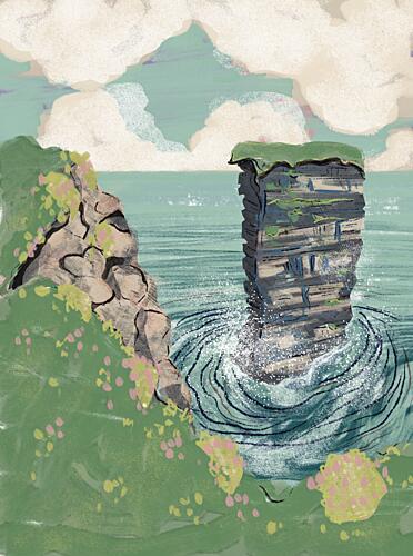 Coastal Cliffs Sea Stack Art Print by Charlotte Trudgett