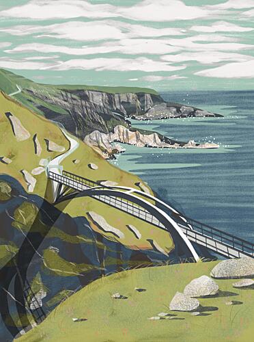 Winding Coastal Bridge Path Bord de mer reproduction