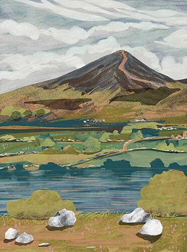 Lakeside Mountain View Toile murale reproduction