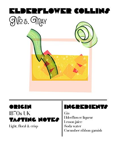 Elderflower Collins Recipe Art Print
