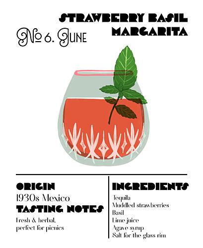 Strawberry Basil Margarita Art Print