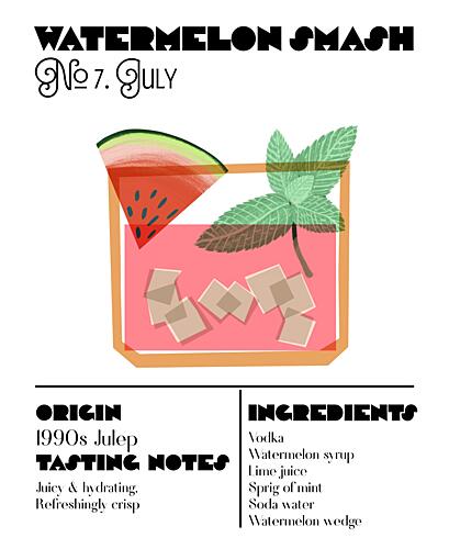 Watermelon Smash Cocktail Art Print