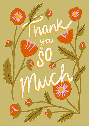 Floral Thank You Message Art Print by Charlotte Trudgett