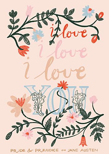 I Love You Botanical Script Art Print by Charlotte Trudgett