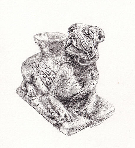 Charming Bulldog Statue Art Print by E.C. Mazur