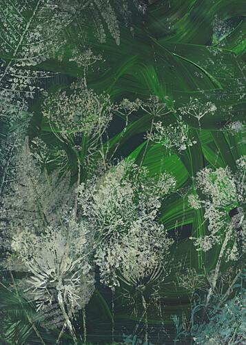 Verdant Meadow Blooms Art abstrait reproduction