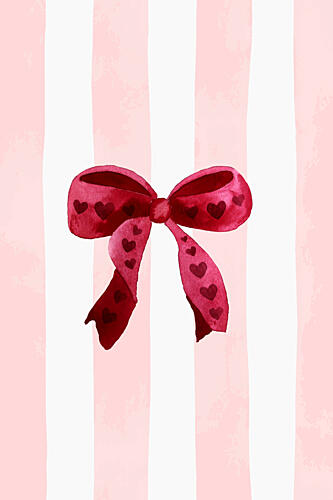 Pink Hearts Bow Art Print by Karen Menzenbach