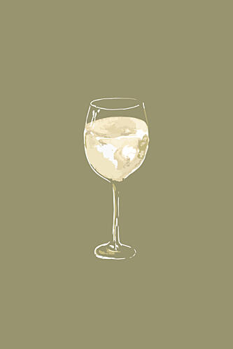 Elegant White Wine Art Print by Karen Menzenbach