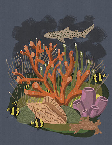 Leopard Shark Reef Art Print