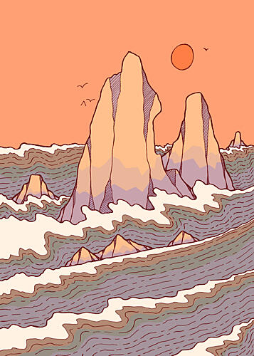 Sunrise over Rocky Sea Toile murale reproduction