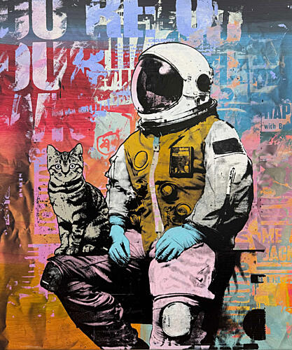 Astronaut Cat Adventure Art Print by Unknown