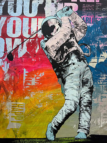 Astronaut Golf Pop Art Surréaliste reproduction