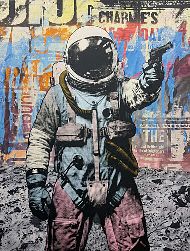 Armed Astronaut Moon Rebel Espace reproduction