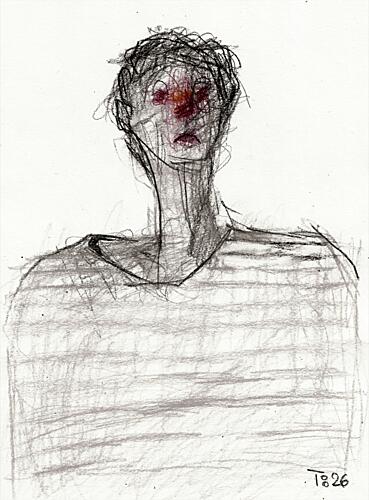 Anxious Red Face Art Print by Tore Bahnson