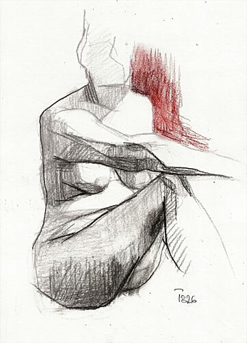 Seated Figure with Red Hair Art Print by Tore Bahnson