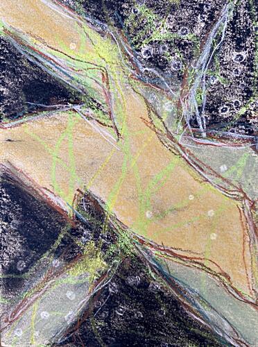 Abstract Yellow Crossing Art Print by Berit Pihl